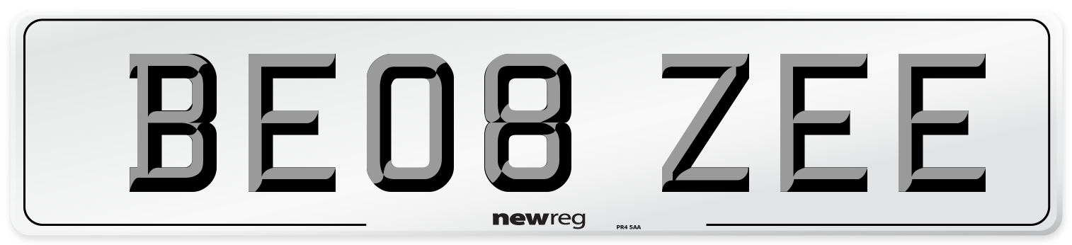 BE08 ZEE Number Plate from New Reg